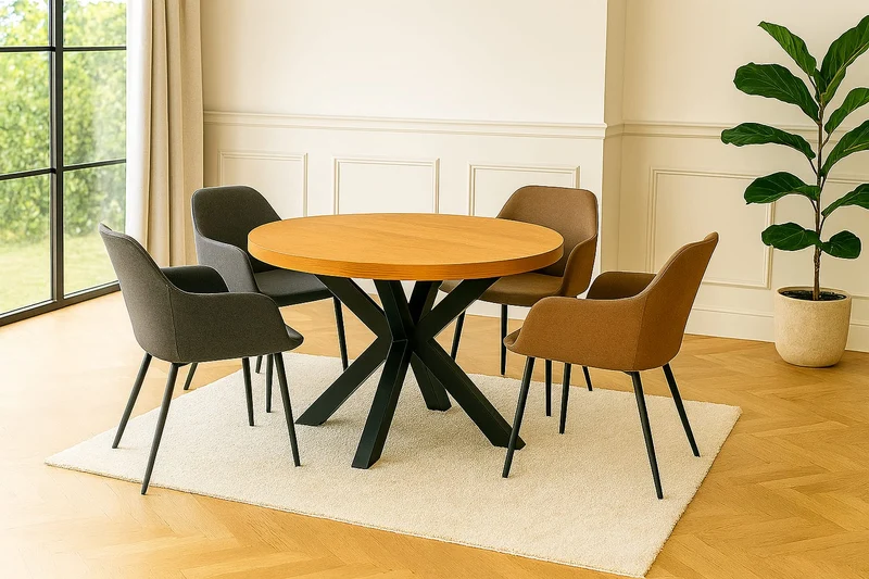 Runder Esstisch 90 cm aus Eiche massiv
