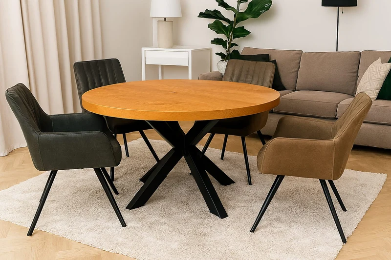 Runder Esstisch 110 cm aus Eiche massiv